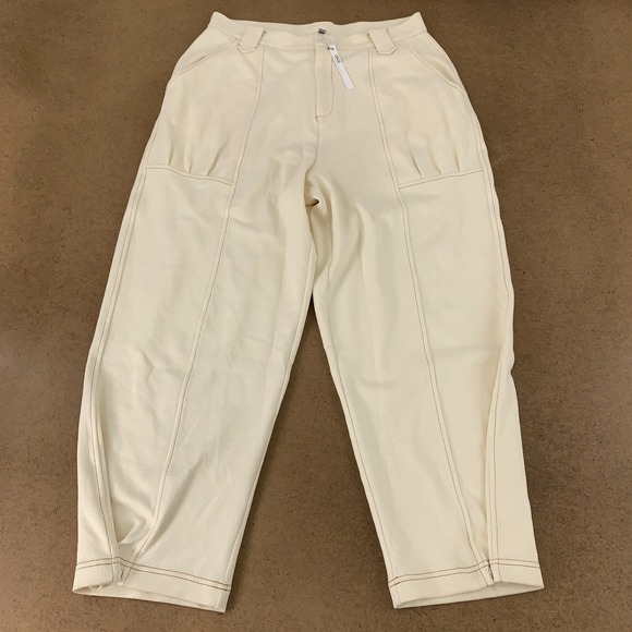 ASOS Pants - ASOS Design Womens Size 8 Cream Brown Top Stitch Jersey Twill Clean Peg Pant NWT